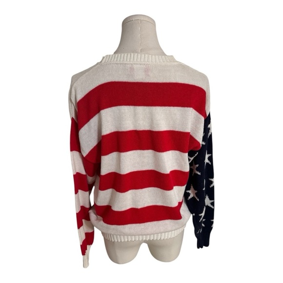 FALL RIVER KNITTING MILLS USA Red White Striped Sweater Blue Stars Vintage Sz M - Picture 3 of 7